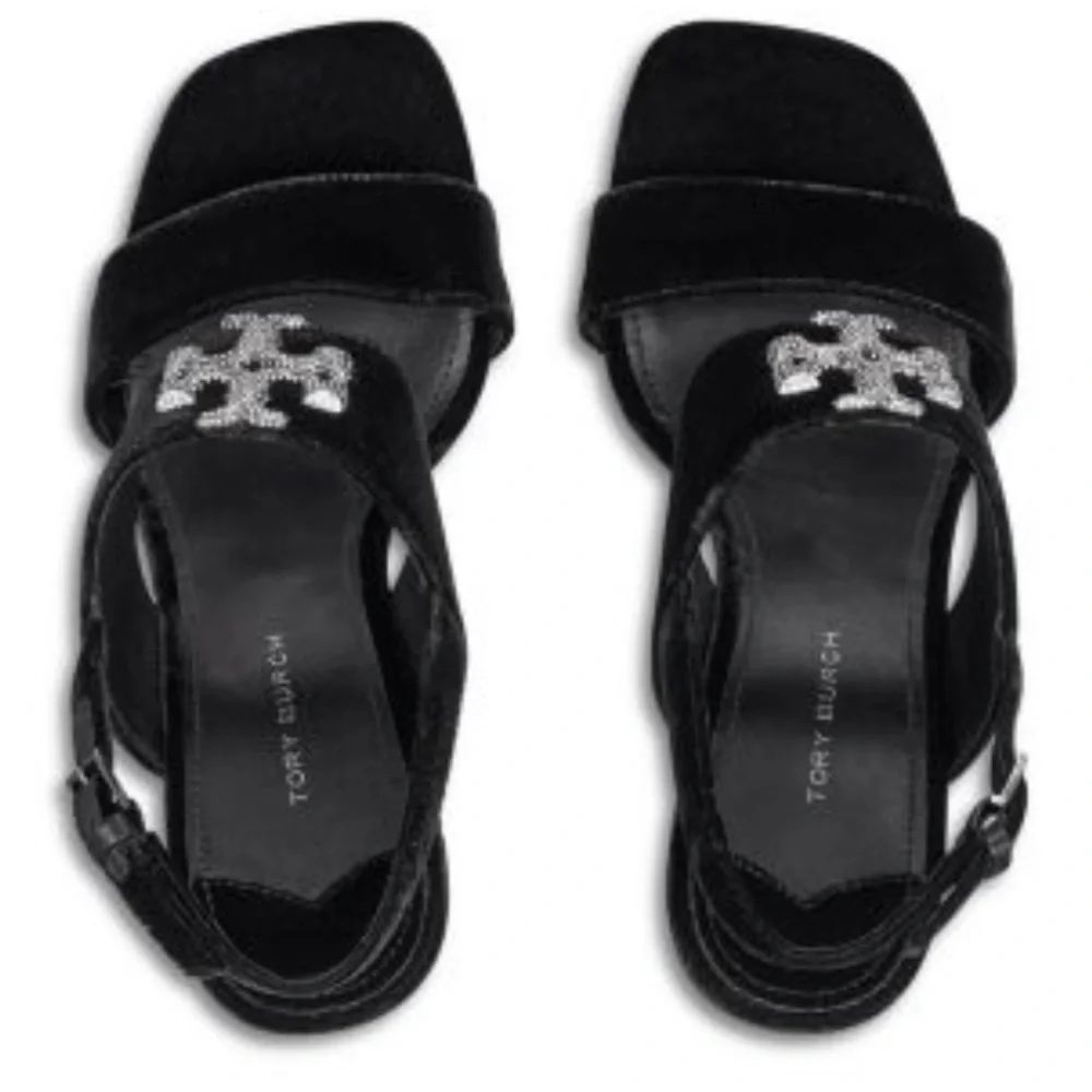NIB TORY BURCH ELEANOR PAVE HEEL SANDALS